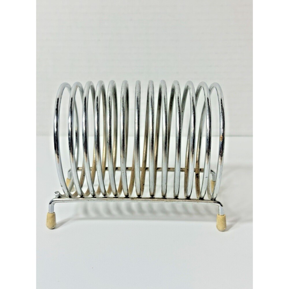 MCM Chrome Ring Circle Mail Holder Letter Holder Footed Mid Century Modern